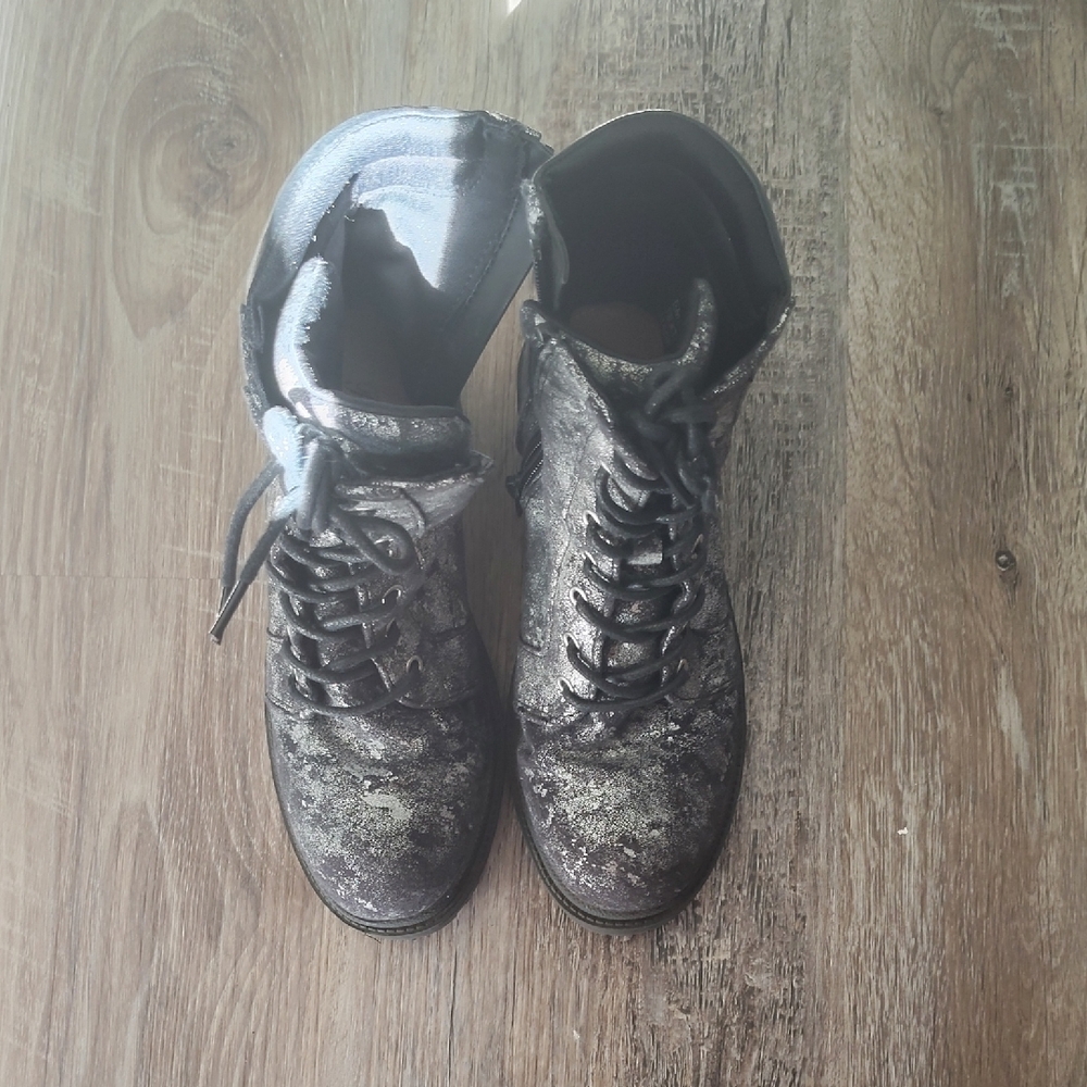 Paris Blues Black and Silver Kids Boots